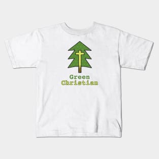 Green Christian Tree With Cross Kids T-Shirt